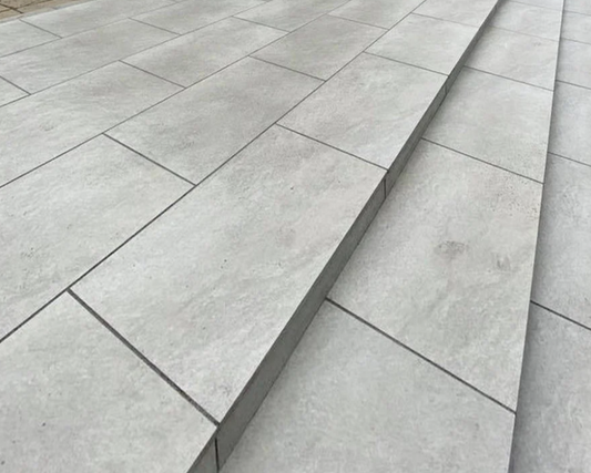 Hammerstone Grey Bullnosed Porcelain Steps 900x300mm - 20mm Thick