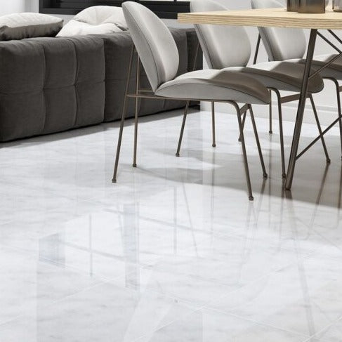 Smoke White Polished Porcelain Tiles £8 Per Sqm Inc Vat