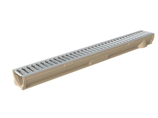 Clarks 1m Channel Drain, Polymer Concrete - Galvanised Top