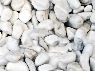 White Pebbles 20-40mm, decorative aggregates, chippings, pebbles, cobbles, rockery stone | Riverside Garden Centre, Chesterfield,Sheffield, Derbyshire.