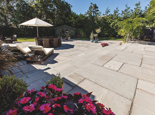 Kandla Grey Tumbled Natural Stone Paving under £30m² Inc Vat